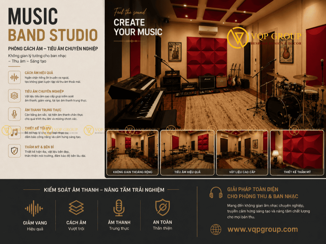 Thi Công Music Band Studio Tại Vinhomes Marina Hải Phòng: Đỉnh Cao Giải Pháp Âm Học "Bespoke"