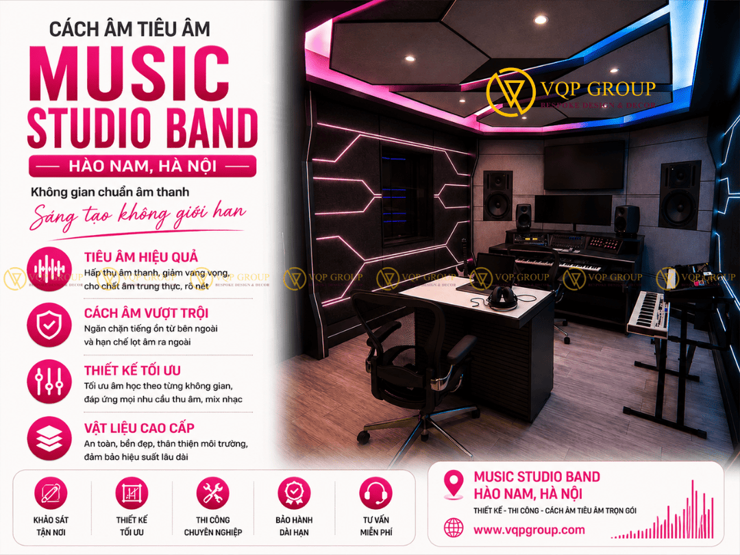 Music Band Studio Tại Hào Nam Với Thiết Kế Âm Học Chuẩn Rehearsal & Recording