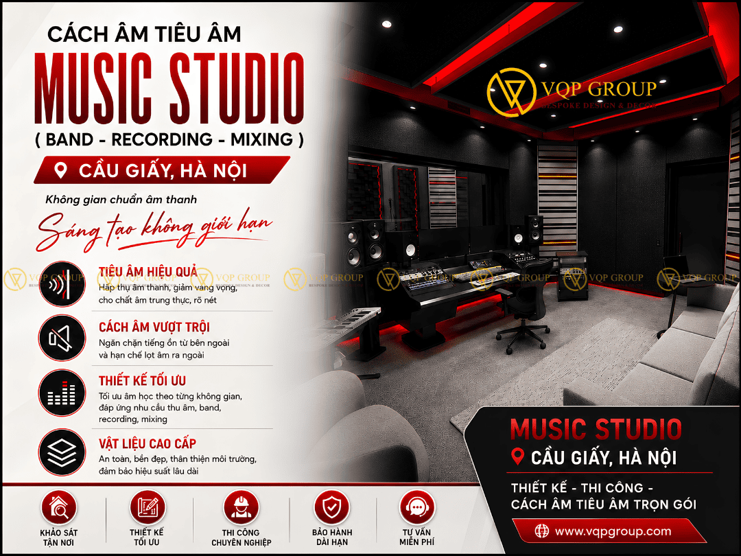 Case Study Music Band Studio Tại Cầu Giấy Hà Nội Với Thiết Kế Âm Học Chuyên Sâu