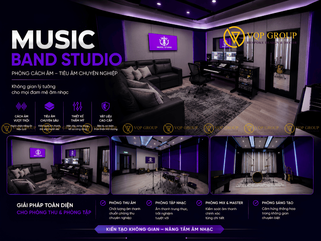Hoàn Thiện Music Band Studio Tại Ba Đình Với Giải Pháp Âm Học Chuẩn