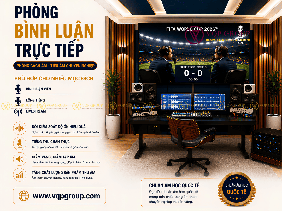 Commentator Studio Phục Vụ World Cup 2026 Với Thiết Kế Chuyên Sâu