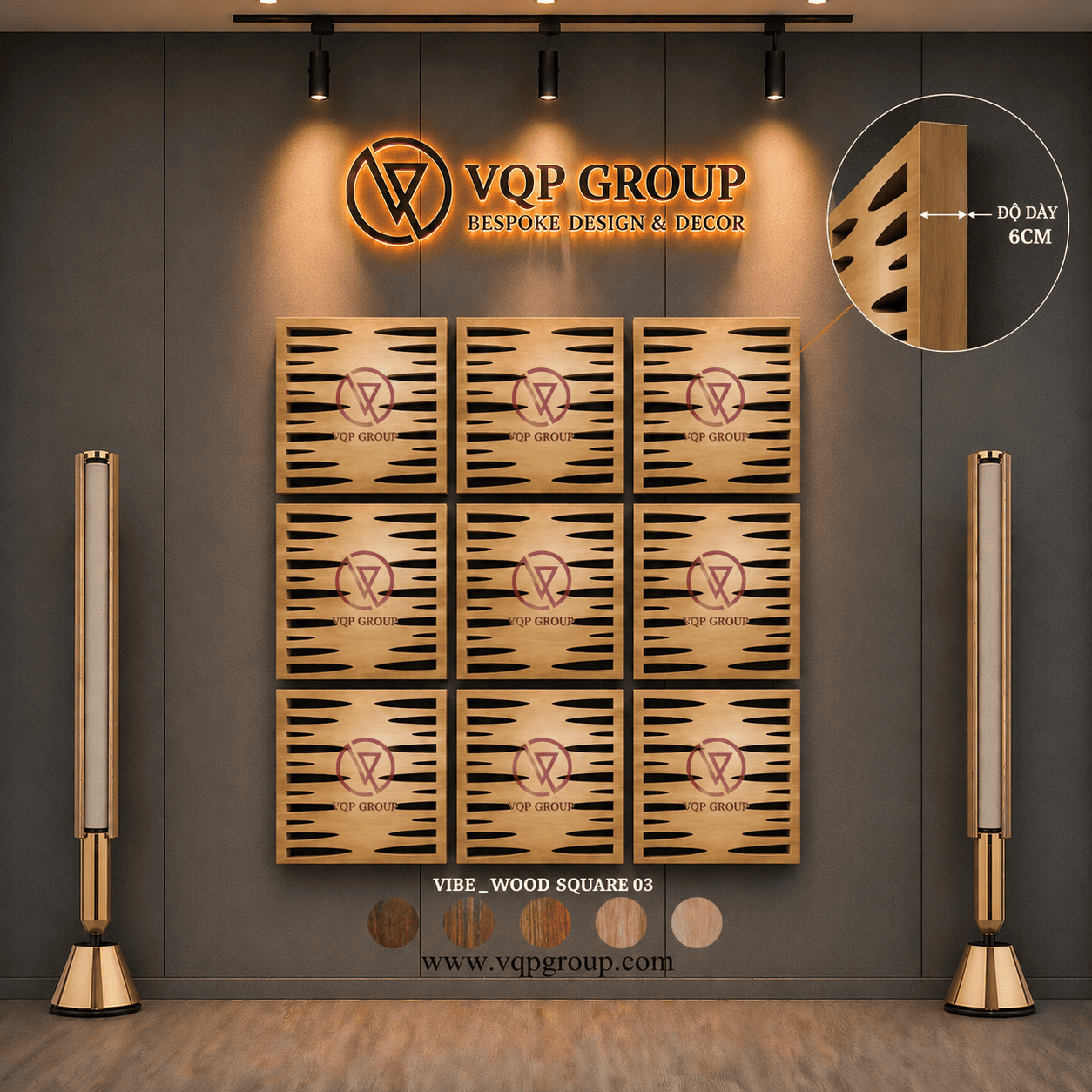 TẤM TIÊU ÂM GỖ CNC - VIBE _ WOOD SQUARE 03