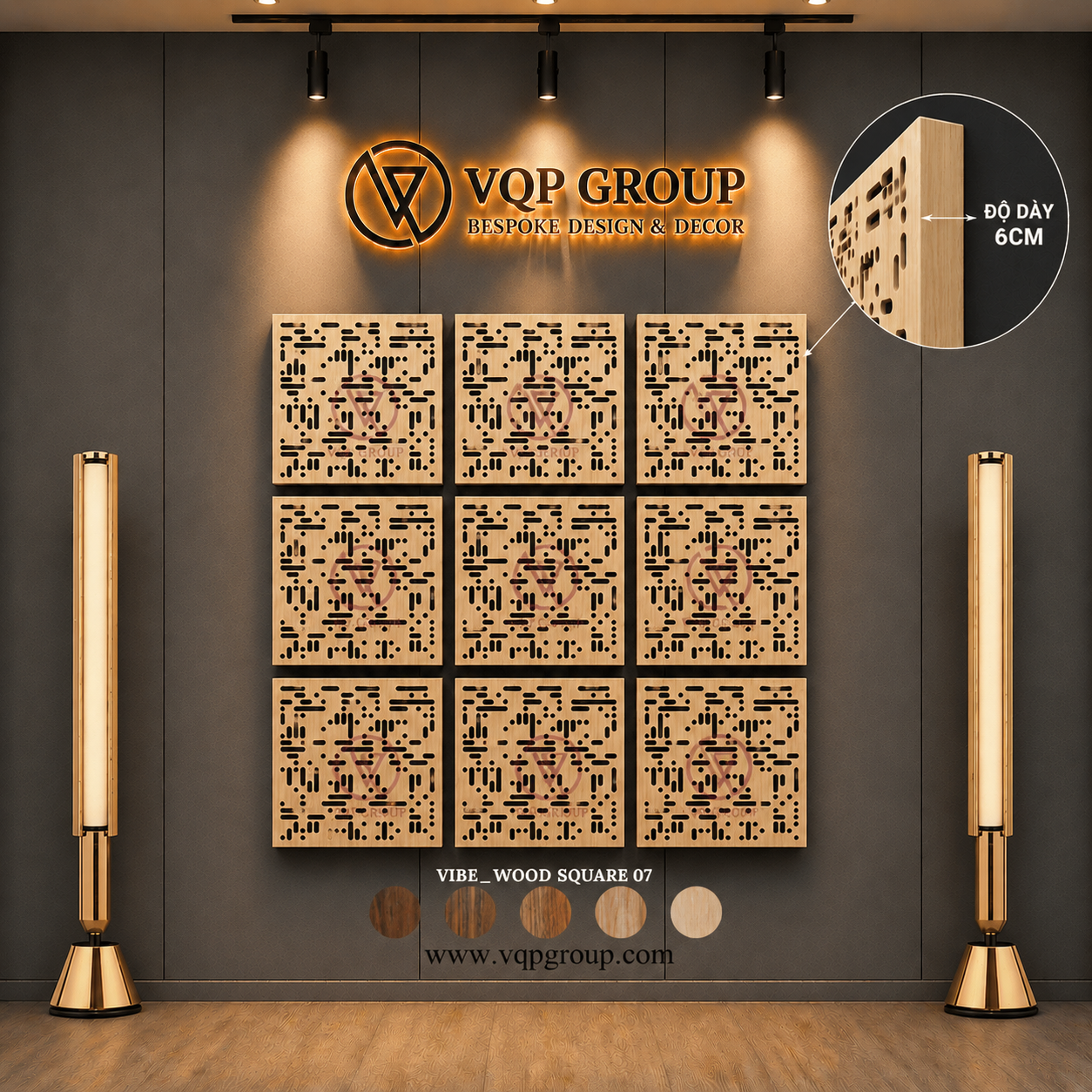 TẤM TIÊU ÂM GỖ CNC - VIBE _ WOOD SQUARE 07