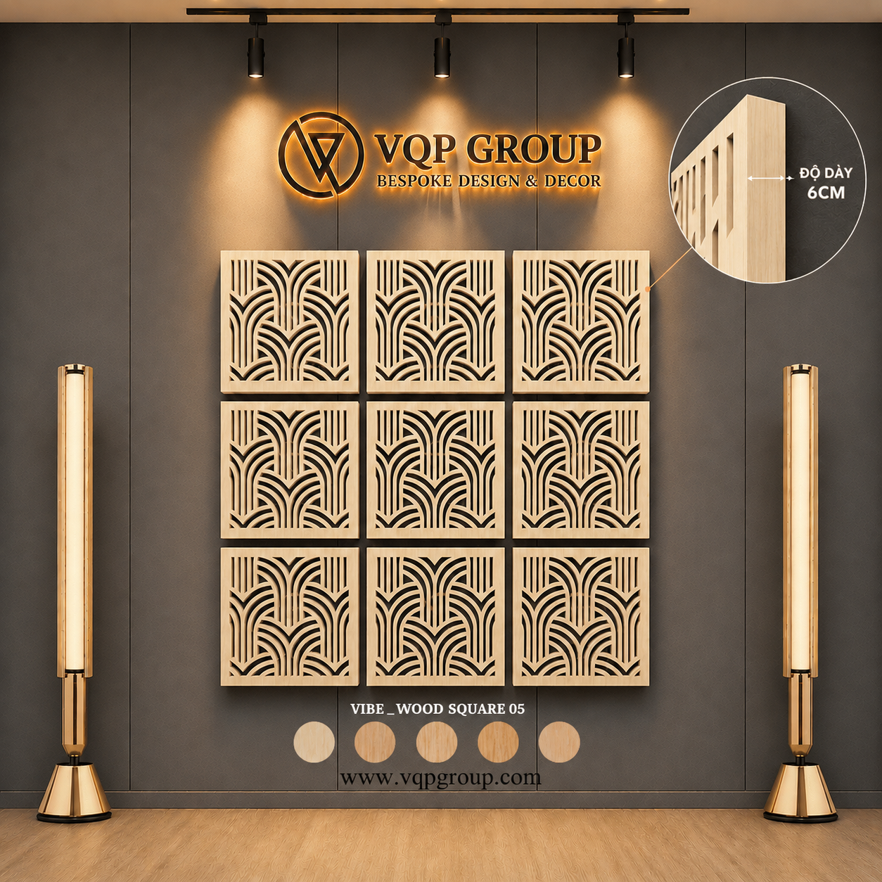 TẤM TIÊU ÂM GỖ CNC - VIBE _ WOOD SQUARE 05