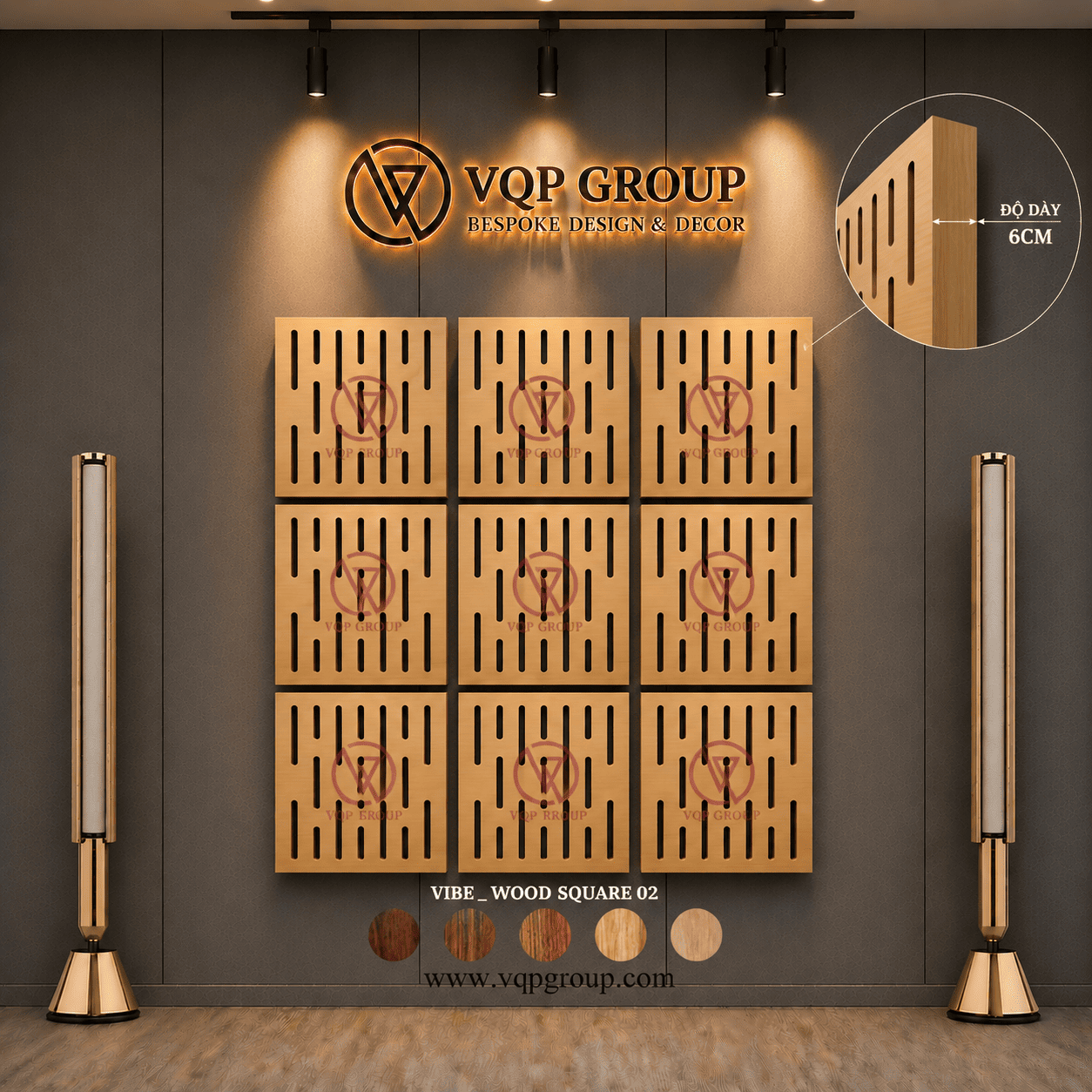 TẤM TIÊU ÂM GỖ CNC - VIBE _ WOOD SQUARE 02