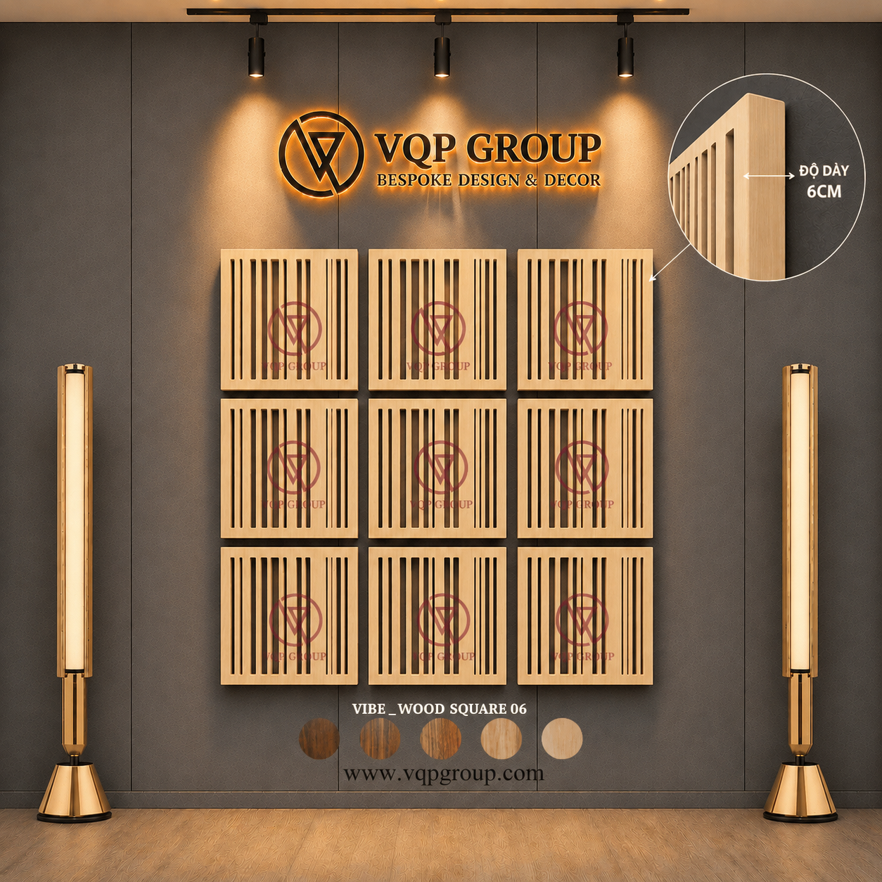 TẤM TIÊU ÂM GỖ CNC - VIBE _ WOOD SQUARE 06