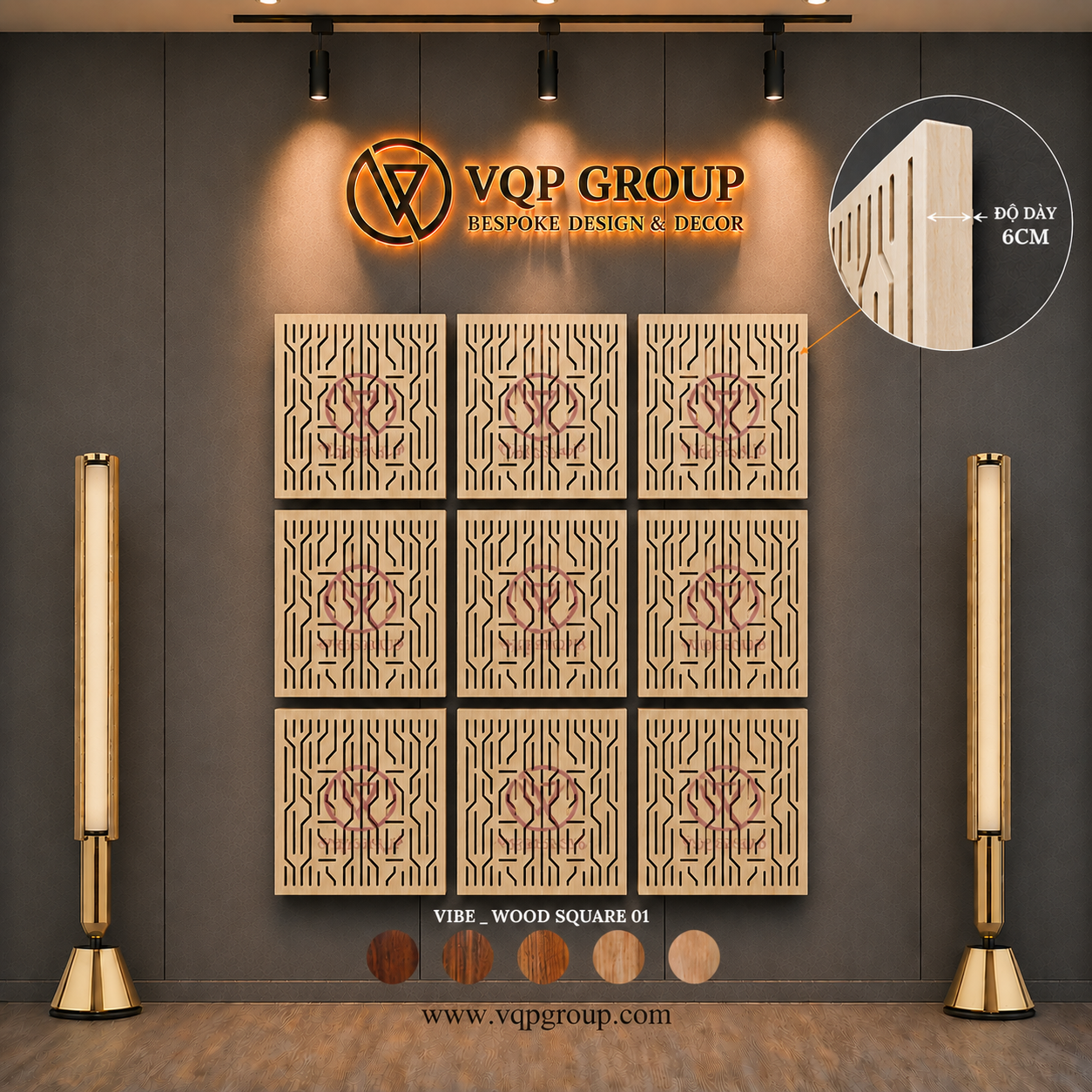 TẤM TIÊU ÂM GỖ CNC - VIBE _ WOOD SQUARE 01