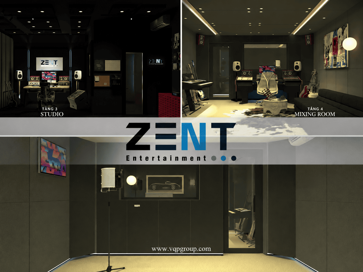 ZENT ENTERTAINMENT PHAN CHU TRINH – THÀNH PHỐ VINH Tổ Hợp Music Production Studio, Mixing Room & Cabin Room Chuyên Nghiệp Do VQP Group Thiết Kế Thi Công