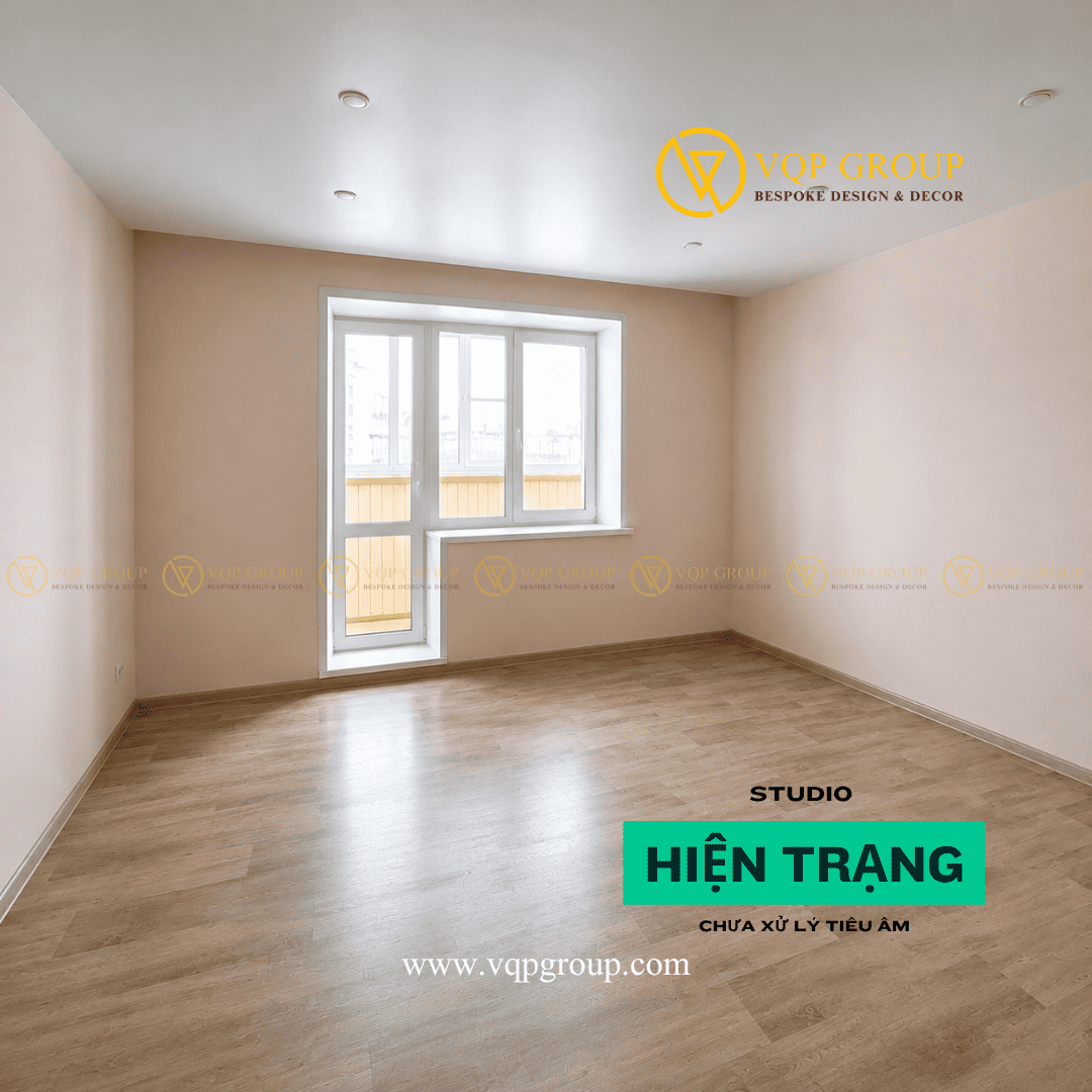 Hiện trạng phòng ngủ chung cư trống chưa qua xử lý tiêu âm xuất hiện nhiều vang vọng