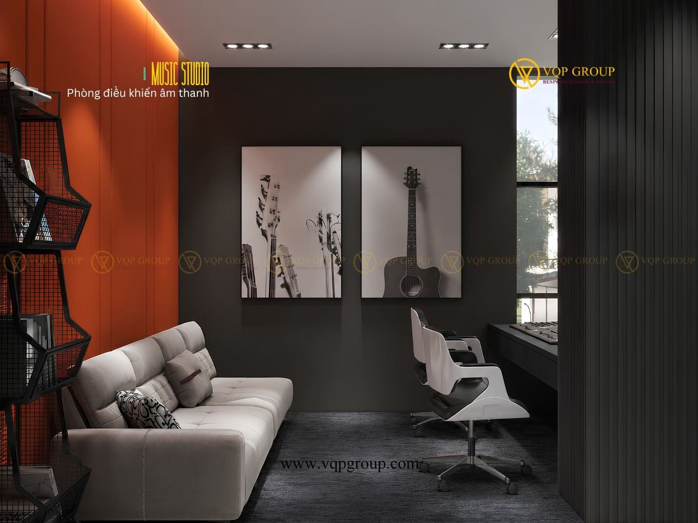 Control Room trường quốc tế Hải Phòng với khu vực điều khiển và sản xuất âm nhạc hiện đại