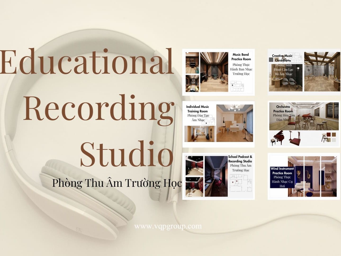 Tổng thể dự án thiết kế phòng thu âm trường học Hà Nội do VQP GROUP thiết kế và thi công
